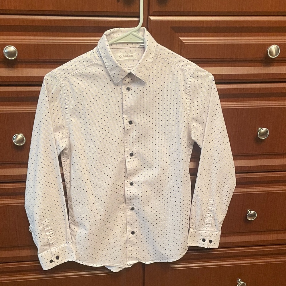 Calvin Klein Boy's White Polka Dot Shirt